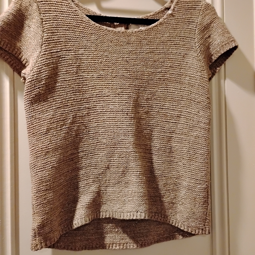 LOFT Textured Knit Blouse in Tan